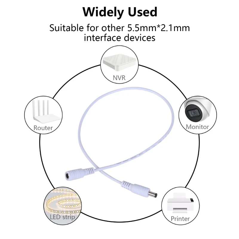 Power Extension Cable 5.5x2.1mm To 5.5x2.1mm Female to Male Connectors Cord Adapters for CCTV Security Camera LED Dropshipping