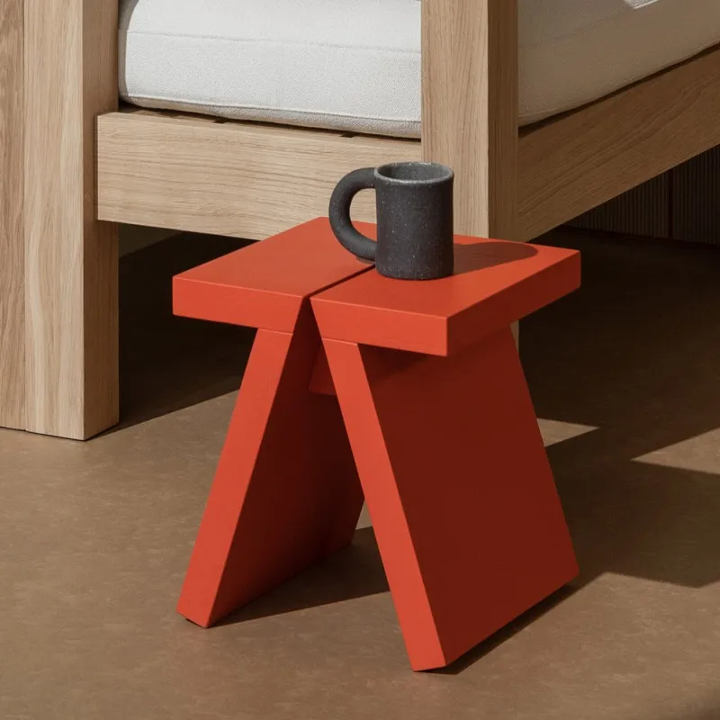 Creative modern solid wood shoe changing stool red casual low stool entrance shoe sitting stool