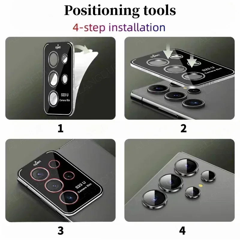 Glitter Camera Protector Glass For Samsung Galaxy S24 Ultra Metal Lens Ring Screen Protector Quick installation S24Ultra S24Plus