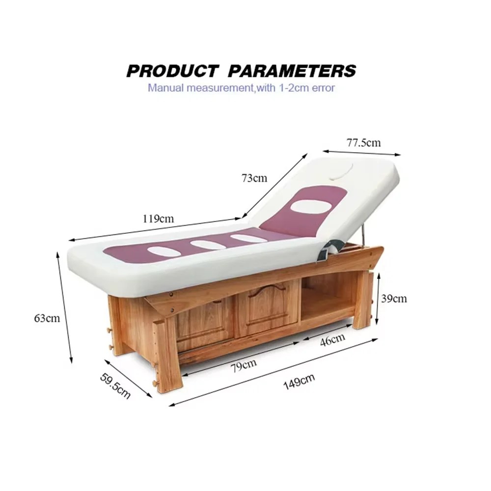 Cheap Massage Bed Beauty Salon Cosmetic Eyelash Facial Treatment Table Solid Wood Thai Massage Bed