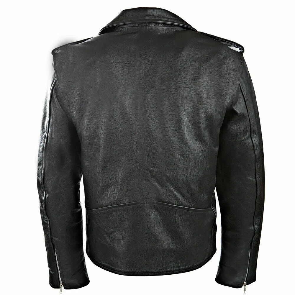 Men PU Leather Jacket Motorcycle Fashion Slim Fit Leather Coat