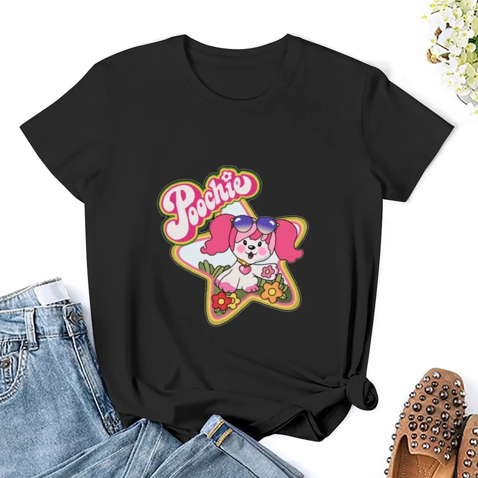 1980S Poochie Puppy Logo T-shirt anime clothes funny T-shirts for Women