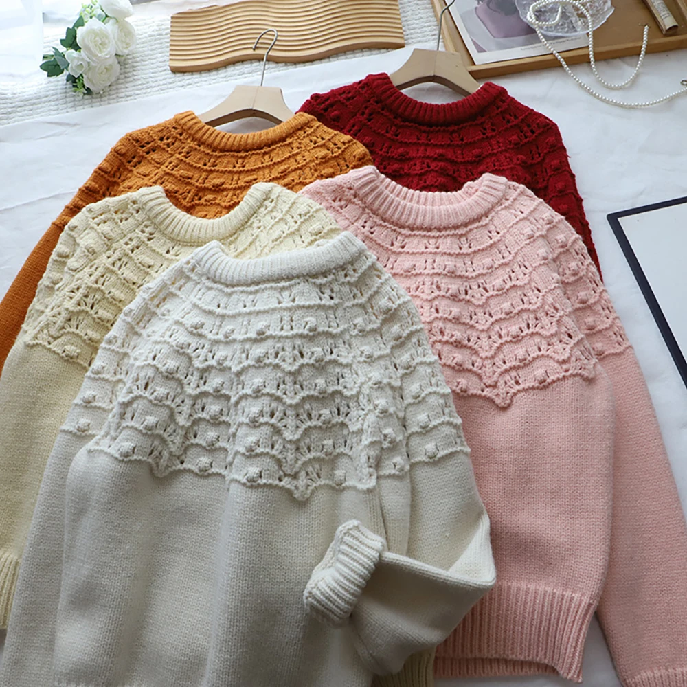 الكورية س الرقبة متماسكة الجوف خارج البلوز سترة المرأة مزاجه أنيقة فضفاضة بلون كل مباراة البلوزات محبوك الدافئة