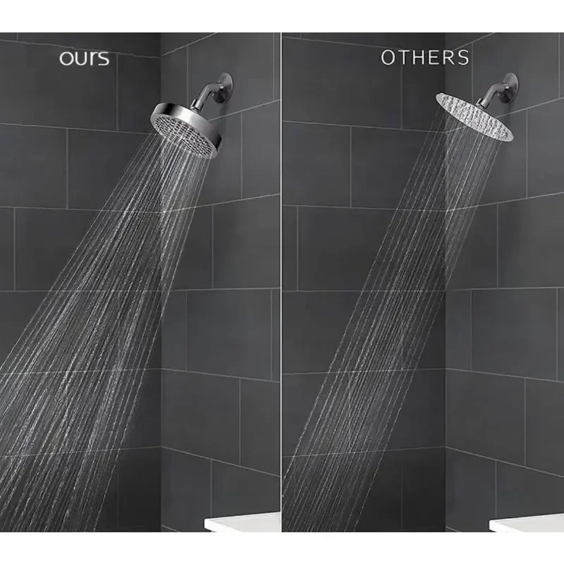 New 6 inches High Pressure Rain Shower Head with Arm 1min Installation Polished Chrome Rainfall Showerhead Anti-Clogging Nozzles 6