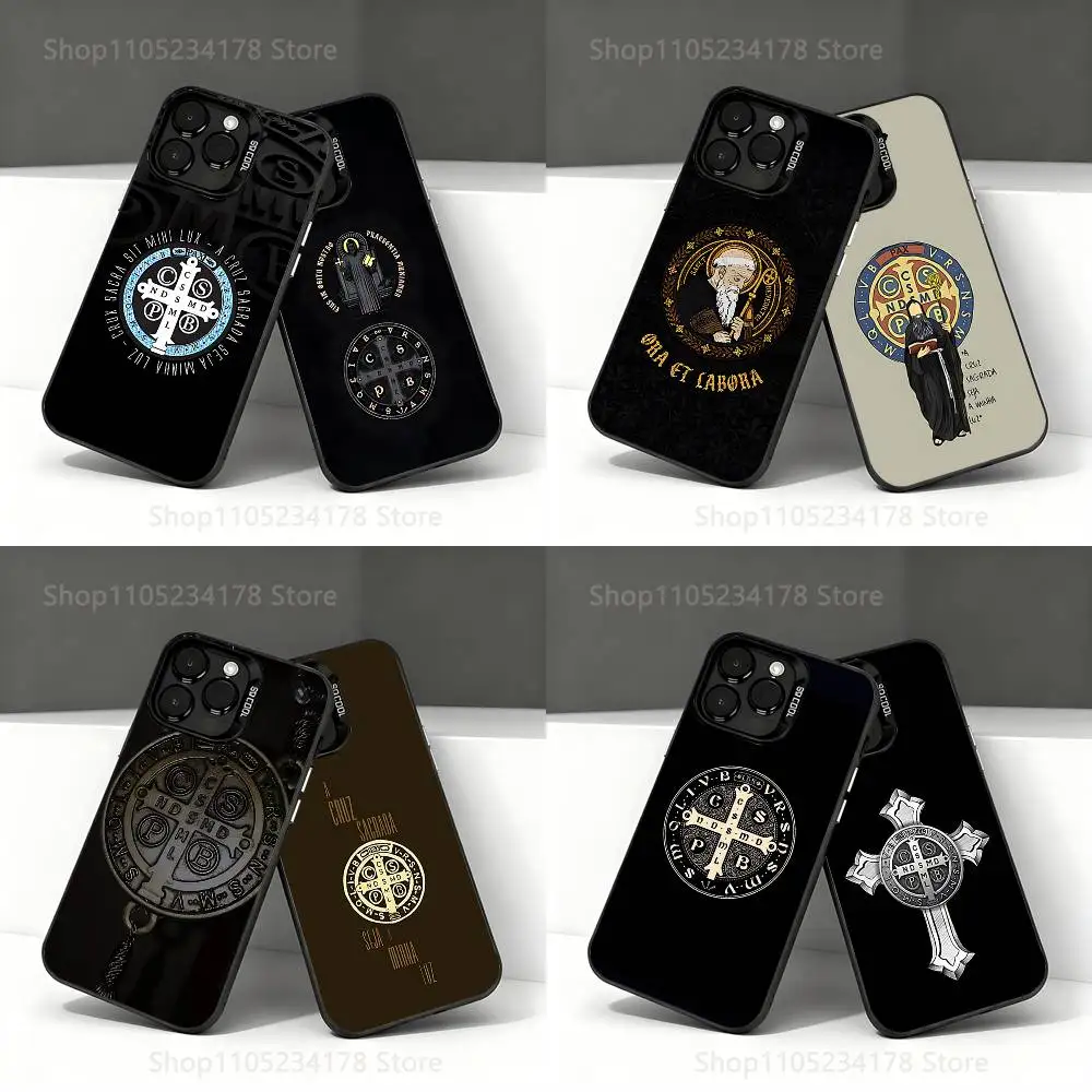 

Sao Bento Benedict of Nursia Phone Case For iPhone 17,16,15,14,13,12,11,Pro,Max,Plus,E,Air,Mini Black IMD Cover