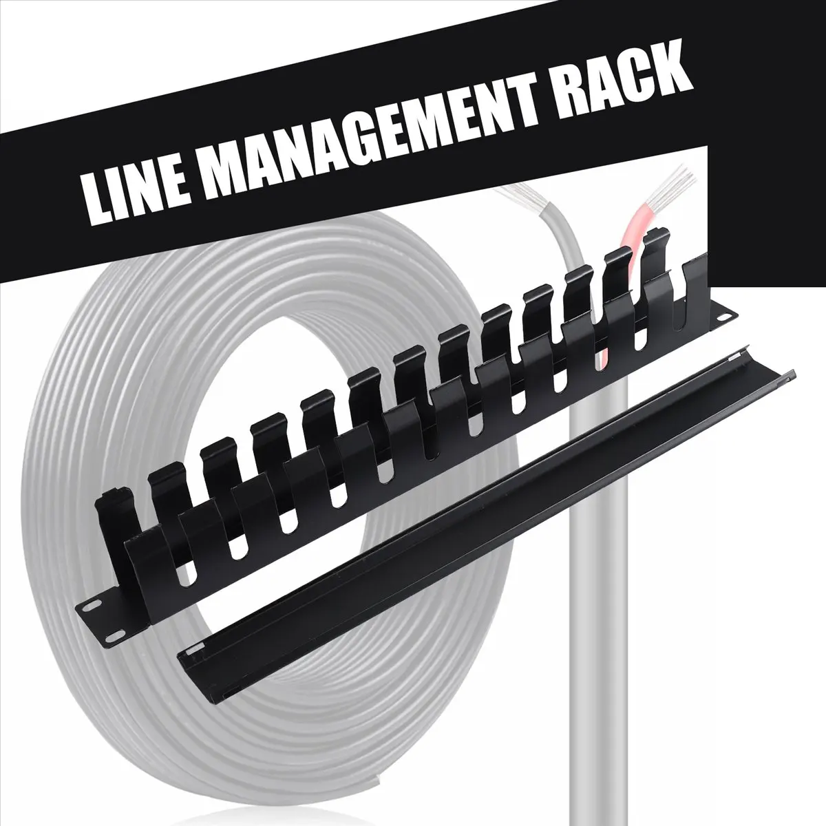 L77A 1U Cable Management Horizontal Mount 19 Inch Server Rack , 12 Slot Metal Finger Duct Wire Organizer With Cover