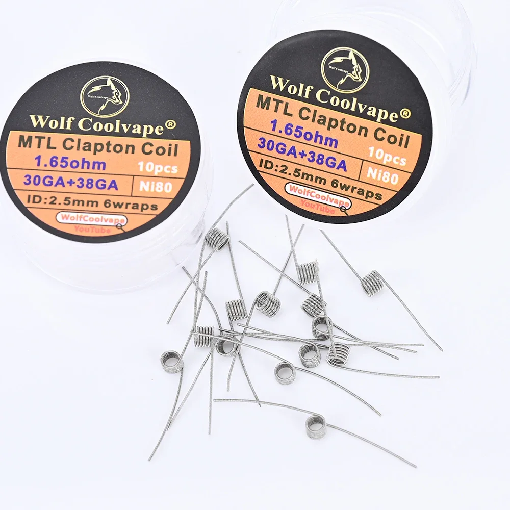 10 sztuk/pudło wolfcoolvape MTL Clapton cewka 1.65ohm 30GA + 38GA Ni80 materiał dla vape rda rta