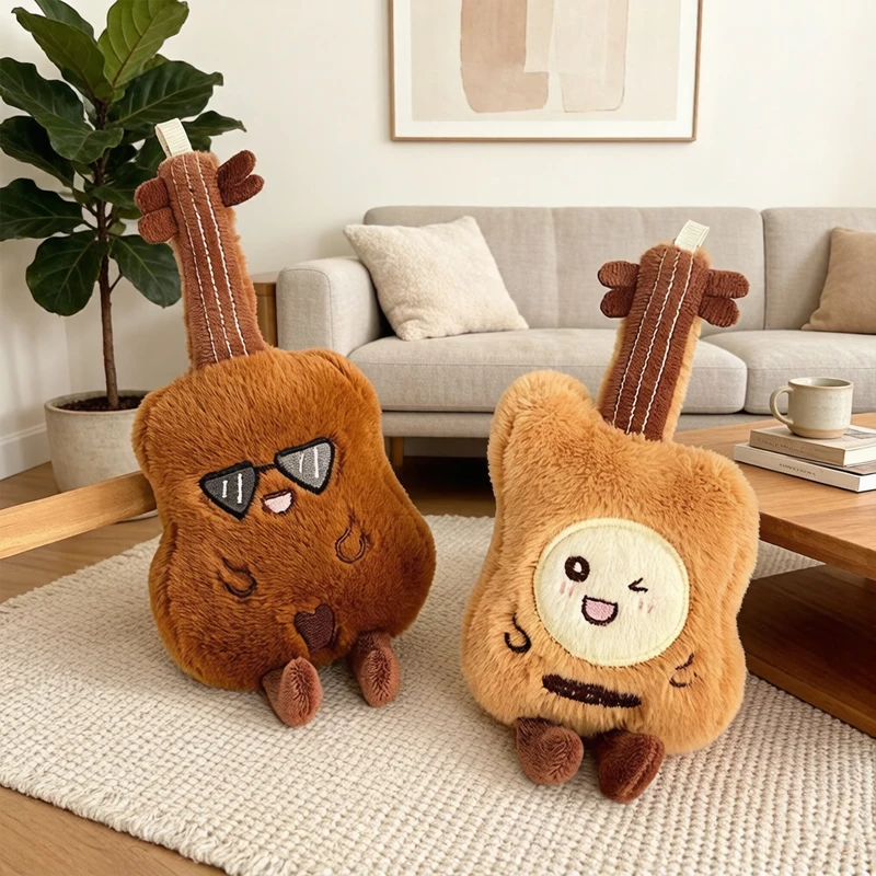 

Original Cute Cartoon Guitar Plush Keychain Soft Stuffed Doll Bag Pendant Perfect Gift For Music Training Class Kids Musical Toy