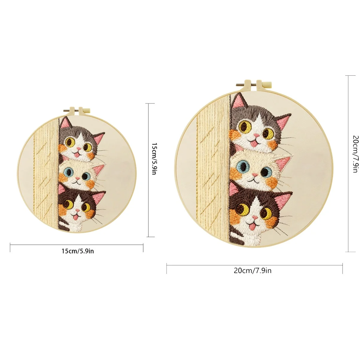 Drei Katzen, die zuschauen 1 Stück DIY-Stickmaterial-Set für Anfänger Stick-Starter-Kit Kreuzstich-Kunst als Geschenk Nähhandwerk – Detail 2