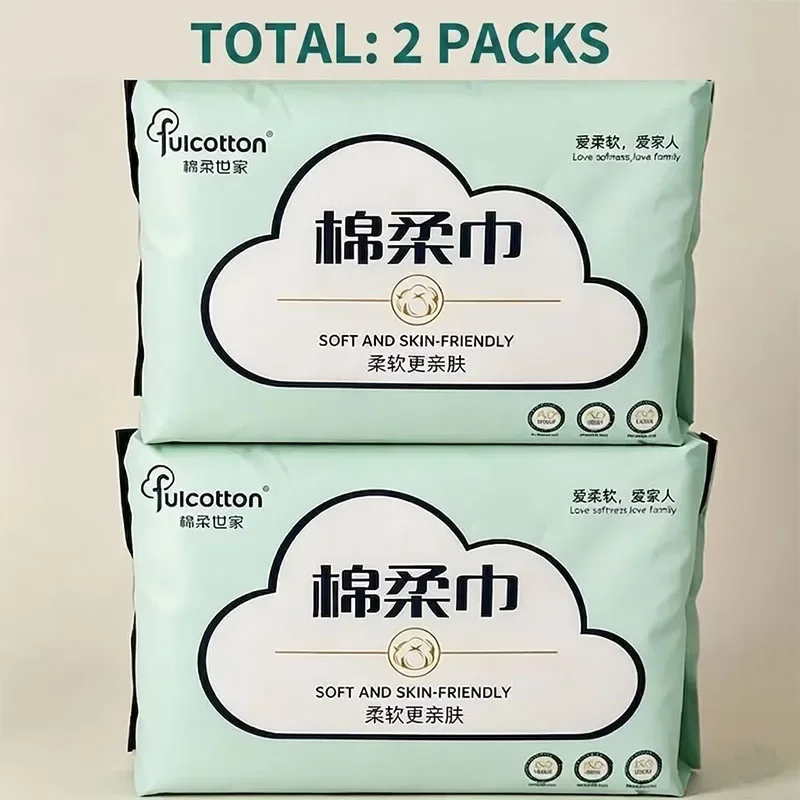Fulcotton Soft Cotton Facial Towel 100% Pure Cotton Disposable Face Towel Ultra Soft Skin-friendly Wet Dry Use Cleansing Cloth F
