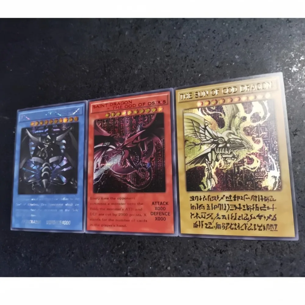 ¡DIY Yu-Gi-Oh! Kazuki Takahashi Dios egipcio cambiar 3 uds cuatro tipos de Flashes Anime periférico juego colección tarjeta regalo de vacaciones