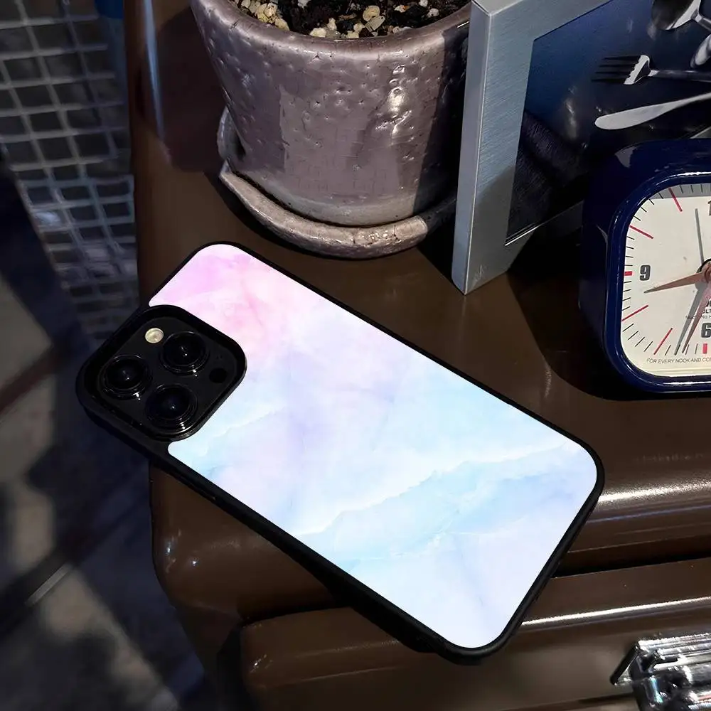 1pc Pastel Marble Phone Case Magsafe For IPhone 17 16 15 14 13 12 Pro Max Plus Air Hard Shell Full Cover Silicone Anti-fall