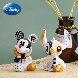 Disney-Ponto Mickey Mouse Action Figure, Preto, Dourado, Desenhos Animados Fofos, Figuras Anime, Carro, Decoração para Casa, Brinquedos de Coleção Infantil