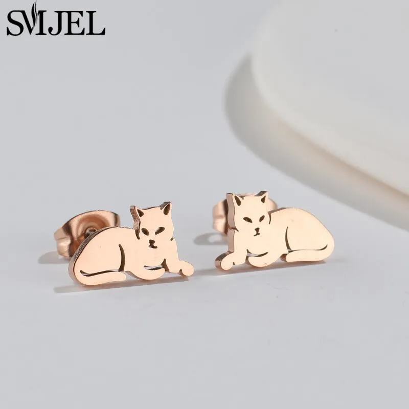 SMJEL Mini Stainless Steel Animal Earrings for Women Cartoon Koala Fox Bunny Tiger Horse Earings Punk Pterosaurs Studs Girl Gift view 4