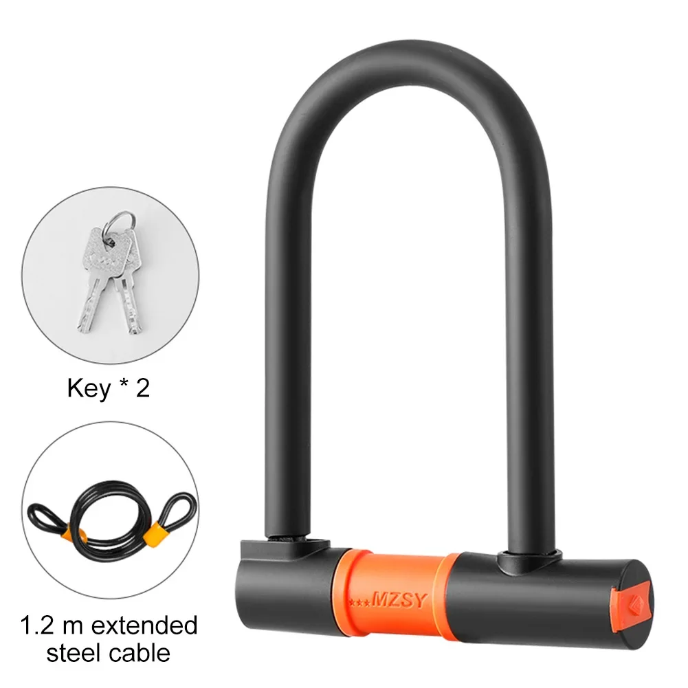 Bike U Lock Portable Mountain Road Bike Padlock Anti-theft Security Bike Lock Dustproof with 2 Keys Bicycle Accessories