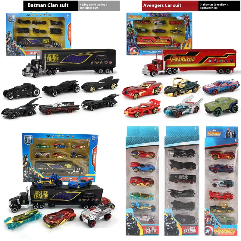 Disney Marvel Superhero Alloy Racing Car Set, Avengers Batman Toy Car Model 1:64, 6-Piece Slide Toy Collectible Kids' Gift Toy