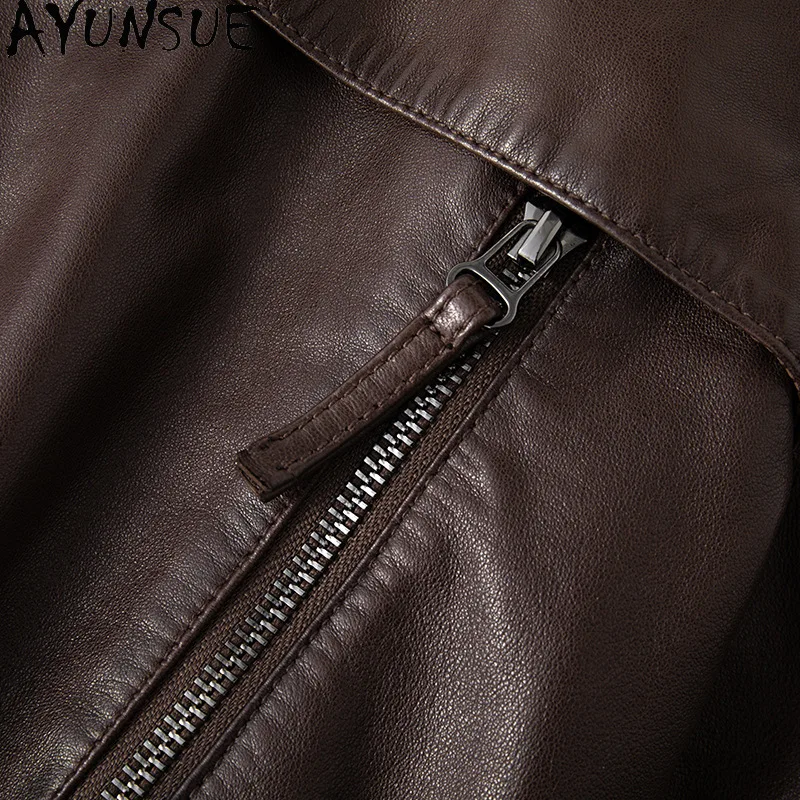 AYUNSUE 100% 羊革本革ジャケット女性 2025 ハイエンドレディースコート春秋服植物なめしジャケタクーロ