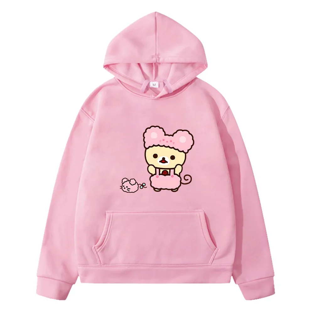 Rilakkuma Bear Children Hoodies Printing Tops Casual Kawaii Cartoon Sweatshirts Streetwear Women Long Sleeve Fleece Clothes Girl