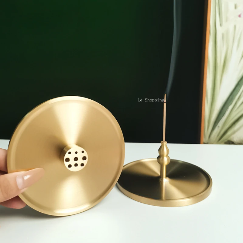 Yellow Brass Conjoined Nine-hole Incense Base Small Gourd Incense Stand Sandalwood Joss Stick Holder Non-falling Ash Placemat