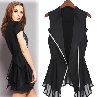 Fast shipping 2023 new chiffon Jacket spring Autumn models Women Slim Long jacket  Europe sleeveless Coats & Jacket