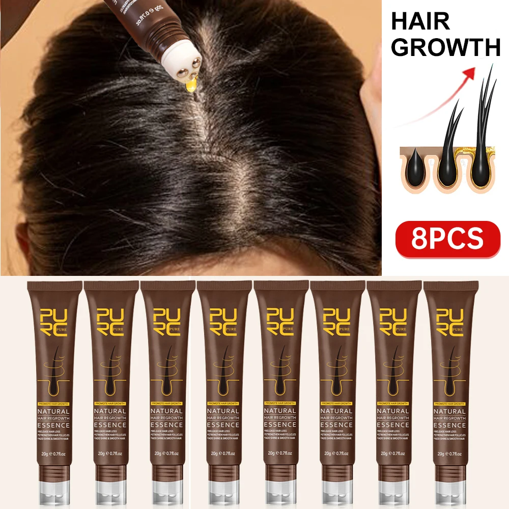 

PURC 8PCS Hair Growth Products Ginger Ginseng Essence Prevent Hair Loss Scalp Treatment Hair Growth For Men Women Beauty Health