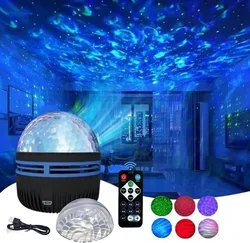 1szt Projektor fal oceanicznych Projektor gwiazd Projektor wody Galaxy Projektor Lampka nocna Wzory Światło galaktyki północnej Ładowanie USB Kolor RGB