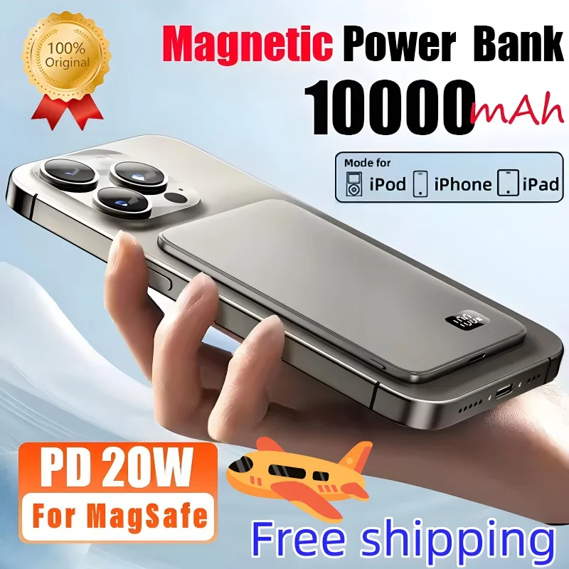 

10000mah Fast Charging External Battery Ultra Thin Power Bank For Magnetic Wireless Portable Battery For Iphone Samsung Xiaomi