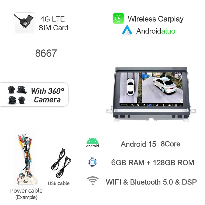 Android 15 CarPlay Auto Multimedia Speler GPS Wifi 8 GB Navigatie Bluetooth Autoradio Voor Land Rover Discovery 3 LR3 2004-2009