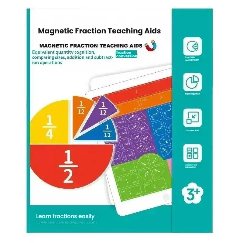 Magnetic Fraction Demonstrator Math Learning Tool Colorful Fraction Tiles Educational Toy For Primary Student Classroom Home Use