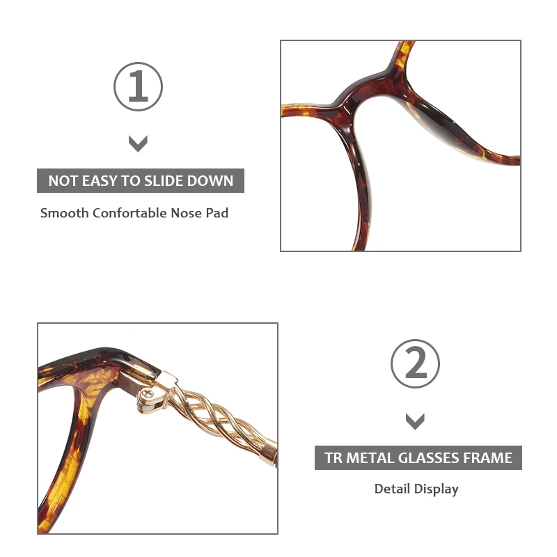 Fashion Plastic Oval Spectacle Frames TR90 Lightweight Women Men Leopard Clear Eyeglasses For Optical Prescription Lenses