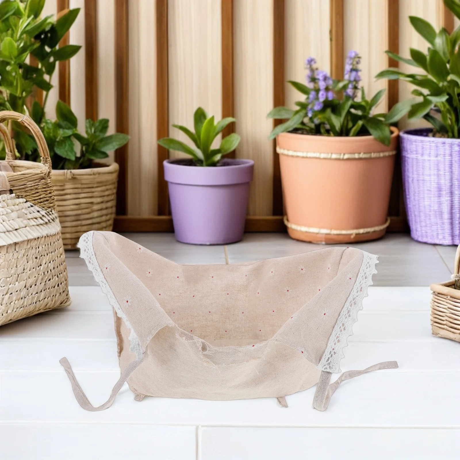 

4Pcs Farmhouse Basket Liners Replacement Checked Fabric Inserts for Picnic Basket Covers Wicker Wire Storage Washable