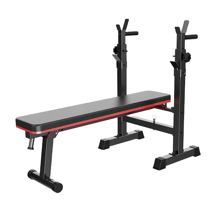 Home fitness Adjustable Weight lifting Bench foldable multi function flat barbell rack bench press