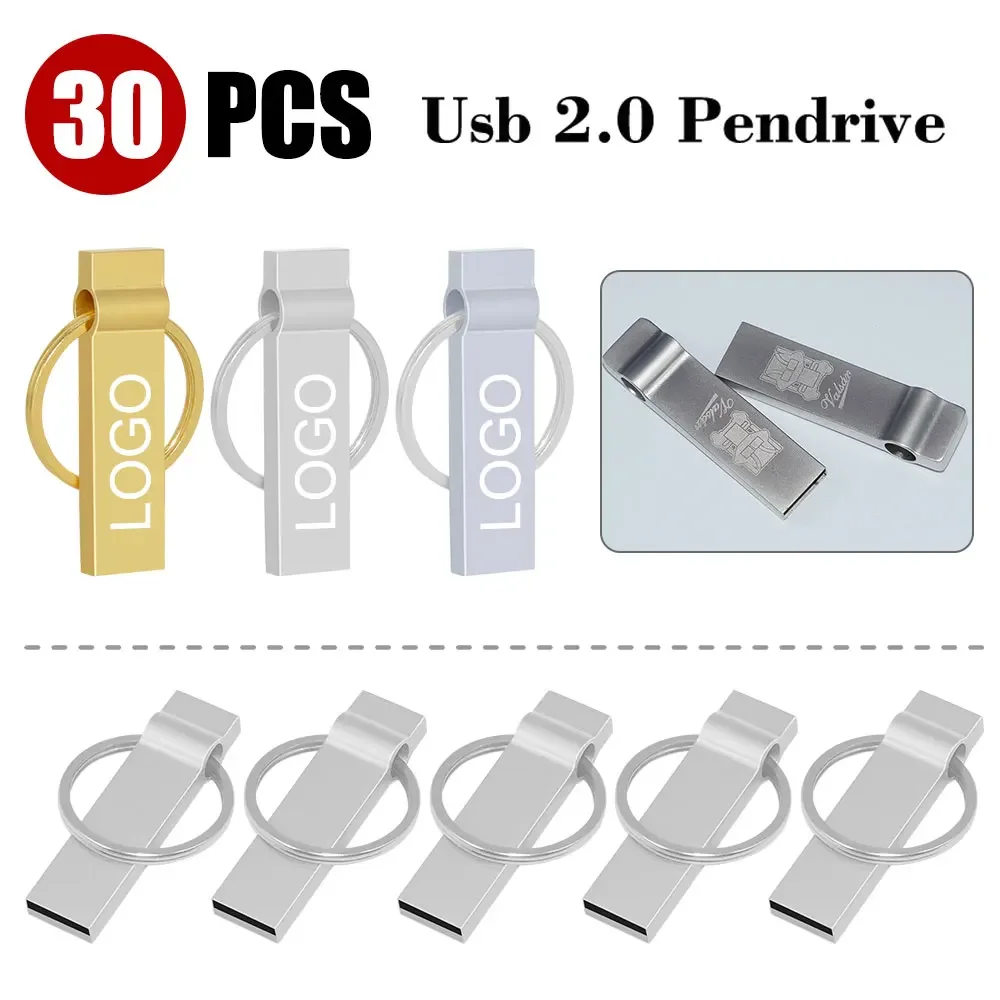 

30PCS/Lot USB Flash Drive 2.0 64GB Waterproof Pendrive 32GB 16GB 8GB flash pen drive Free Logo U Disk Memory Stick cel usb