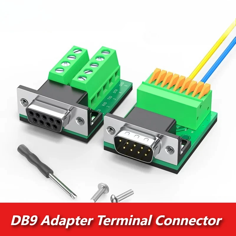 Conector DB9 sin soldadura chapado en oro, macho/hembra, 9 pines, RS232/485, adaptador de puerto serie, placa adaptadora DB9, bloque de terminales, sensor