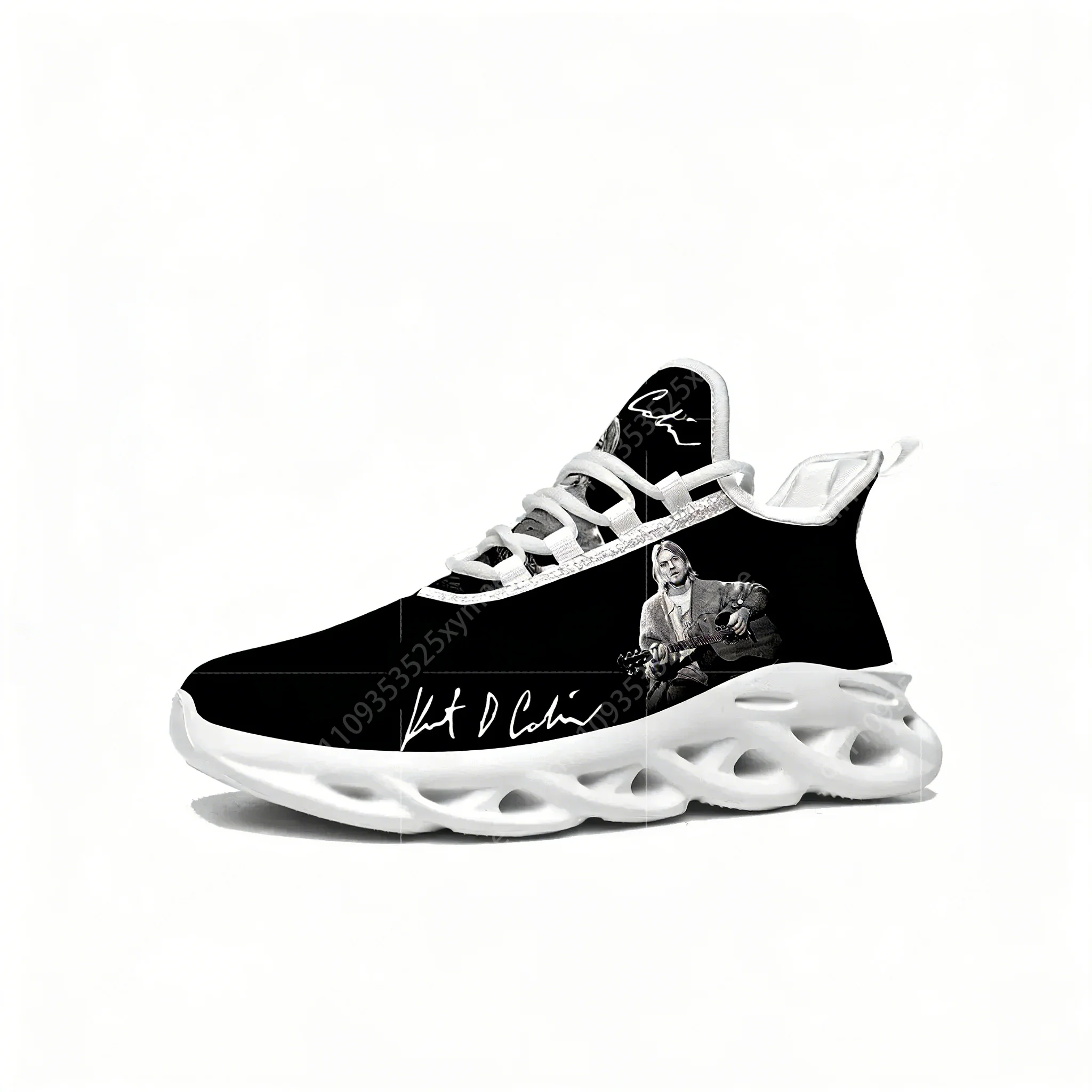 

Кроссовки Kurt Cobain Flats для мужчин и женщин, спортивные беговые кроссовки, высококачественные кроссовки на заказ, обувь на шнуровке, сетчатая обувь, белые.