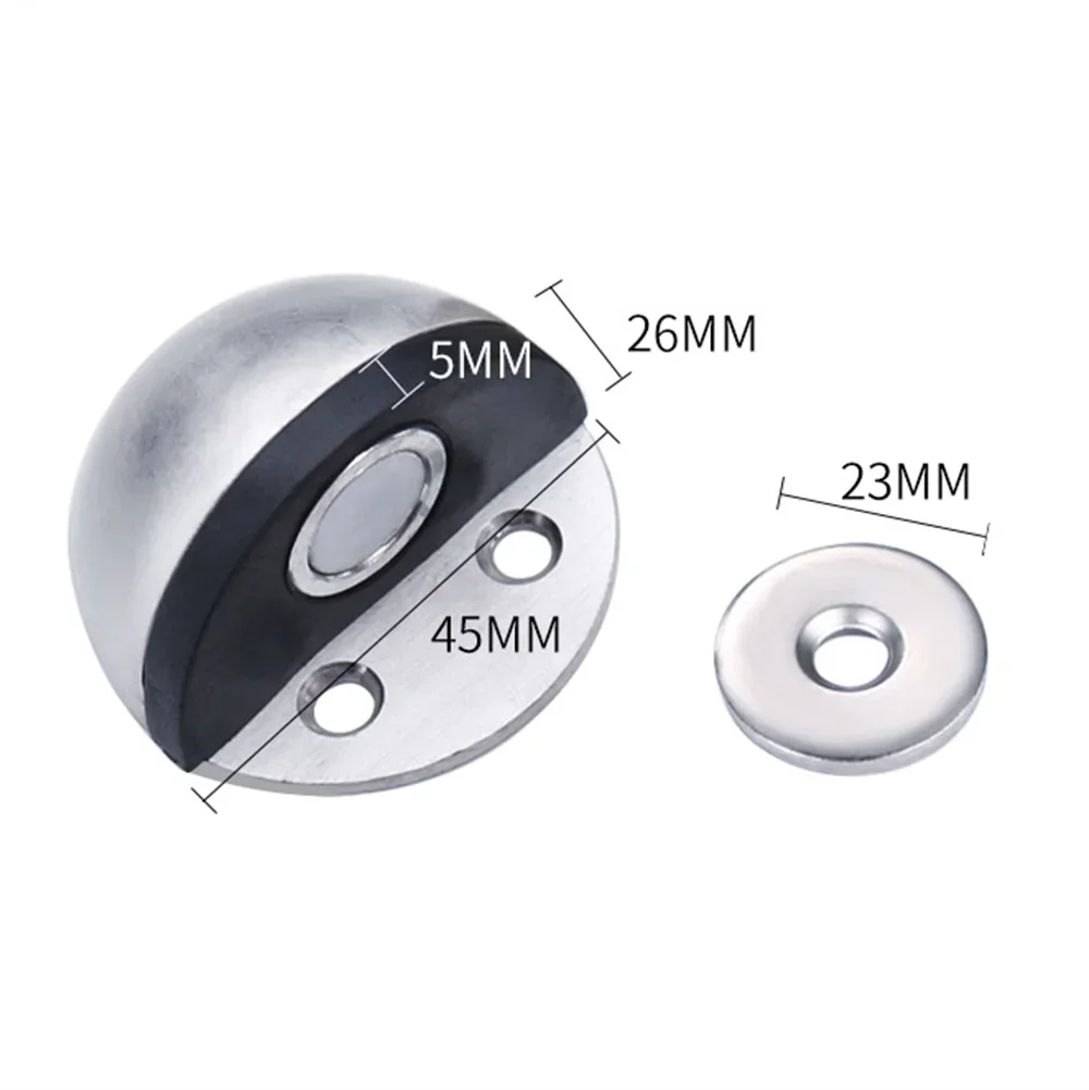 Stainless Steel Rubber Magnetic Door Stopper Non Punching Sticker Hidden Door Holders Floor Mounted Nail-free Door Stops