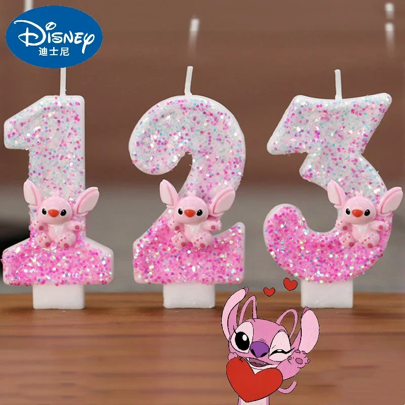 Anime Cute Disney Lilo & Stitch 0-9 Number Candle Cartoon Character Children Party Cake Plug-in Birthday Cake Decoration Gift