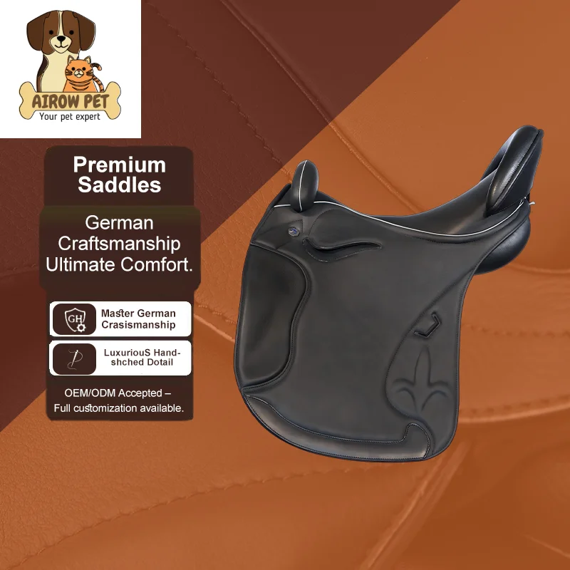 Classic Stable Leather Dressage Horse Saddle Carmen Balanced Position for Riding Schools Training Centers Black Brown