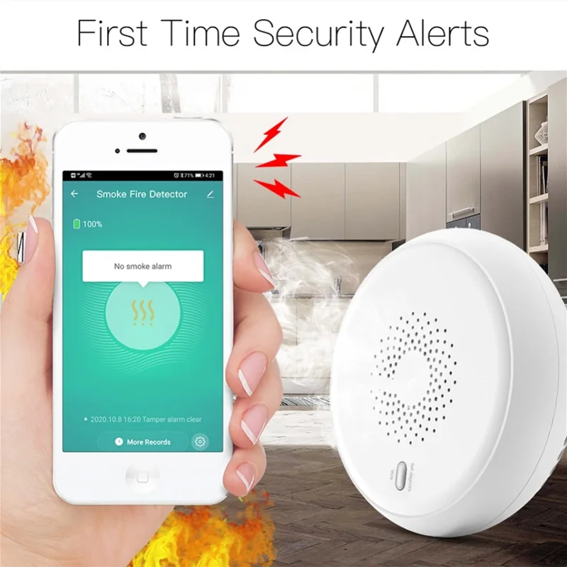 Glomarket Tuya Smart Zigbee Smoke Detector Fire Alarm Sensor Detector Home Security System App Control Smoke Sensor