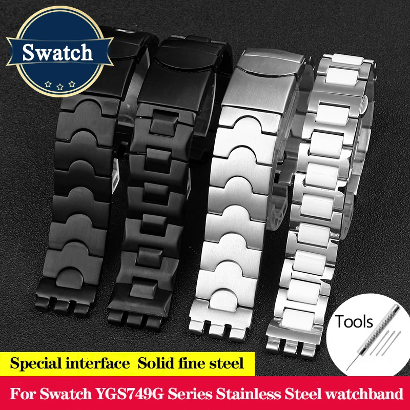 Metal Stainless Steel Watchband Bracelet For Swatch YGS749G YCS Yas YGS IRONY Ceramic Men Women Watch Chain Strap 17mm 19mm 21mm