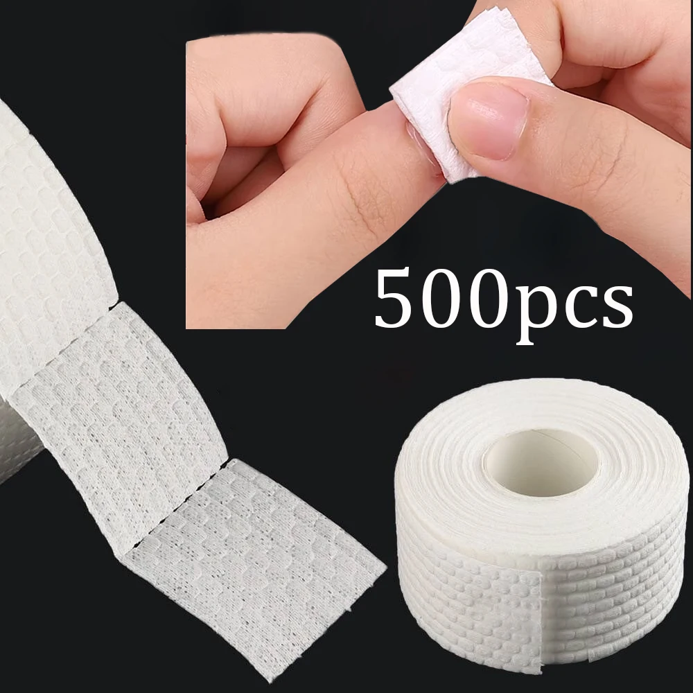 500 stks/rol Nageldoekjes Voor Gel Nagellak Make-Up Remover Wattenschijfjes Wit Pluizende Remover Cosmetische Cleaner Cleansing gereedschap