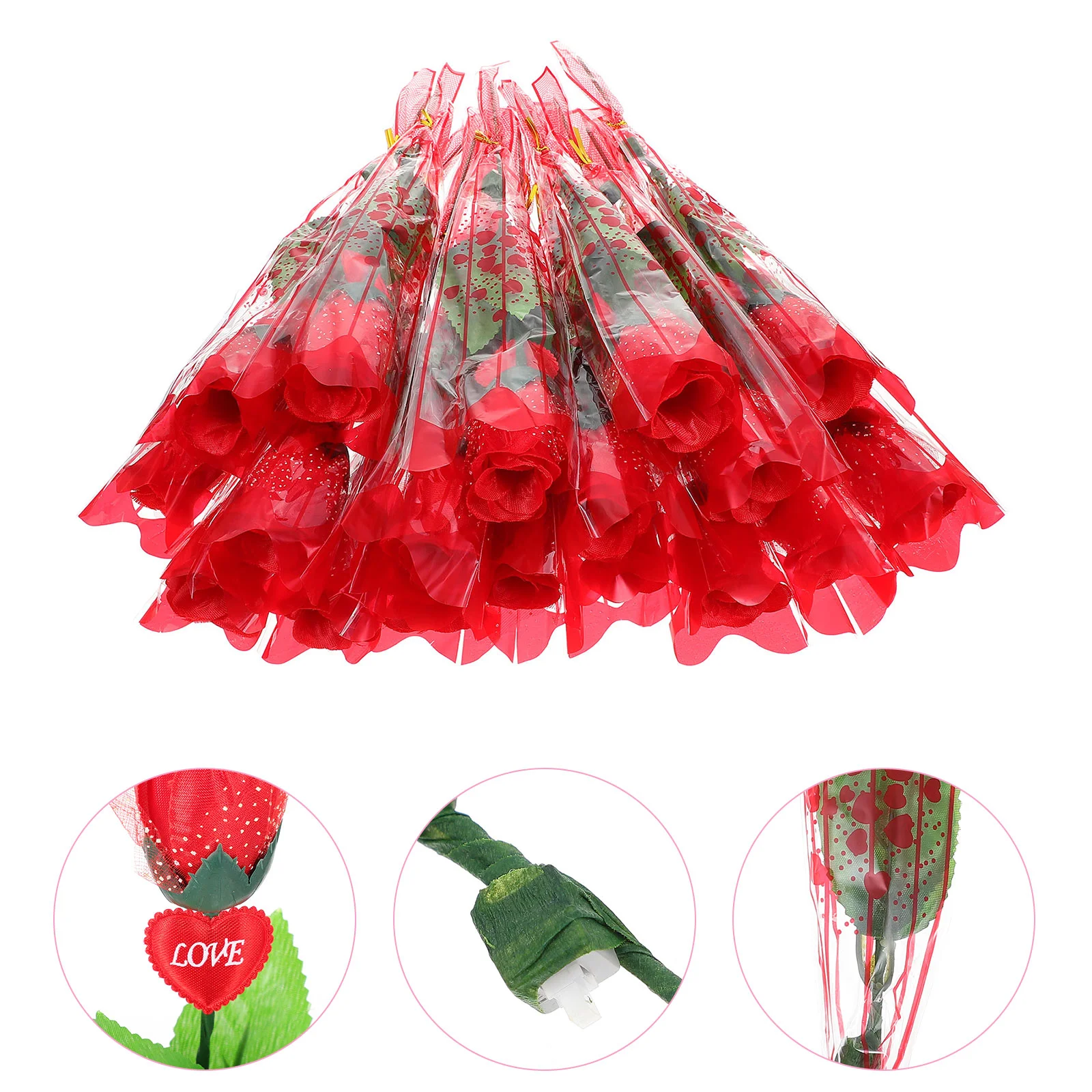 

Artificial Flower Home Valentine's Day Rose Decor Decorative Faux Flowers DIY Luminous Fake Wedding Roses Ornament Simulation