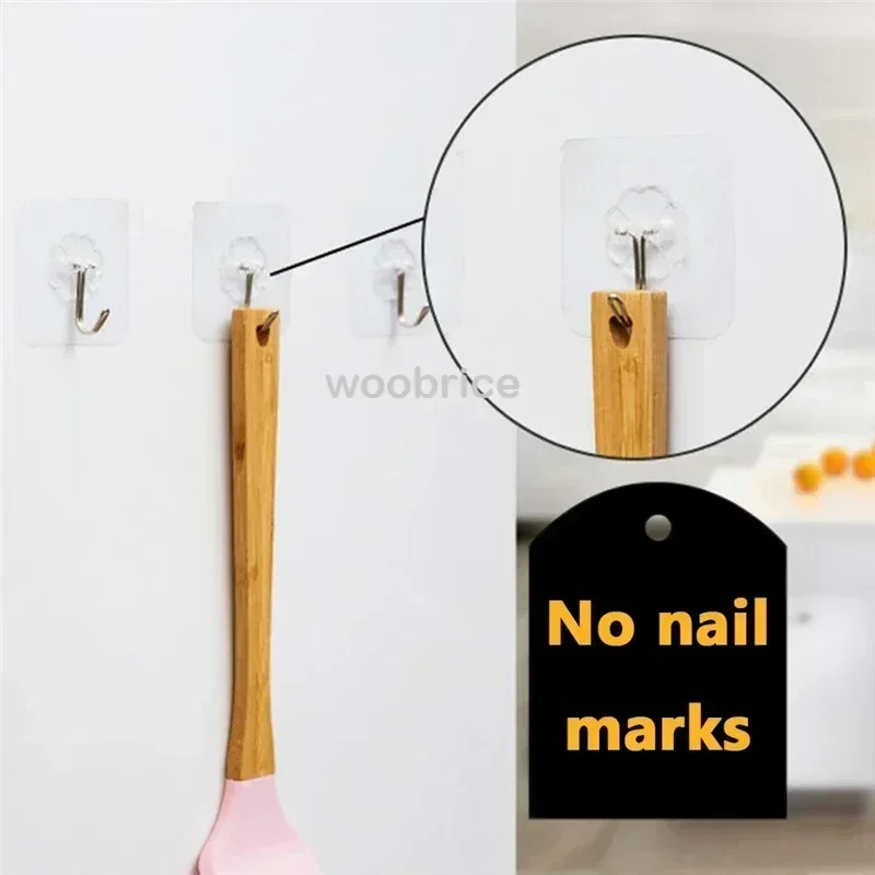 1-100PcsTransparent Self adhesive wall hooks Multi-Purpose Wall Hook Key Holder Towel Holder For Kitchen Bathroom Accessories