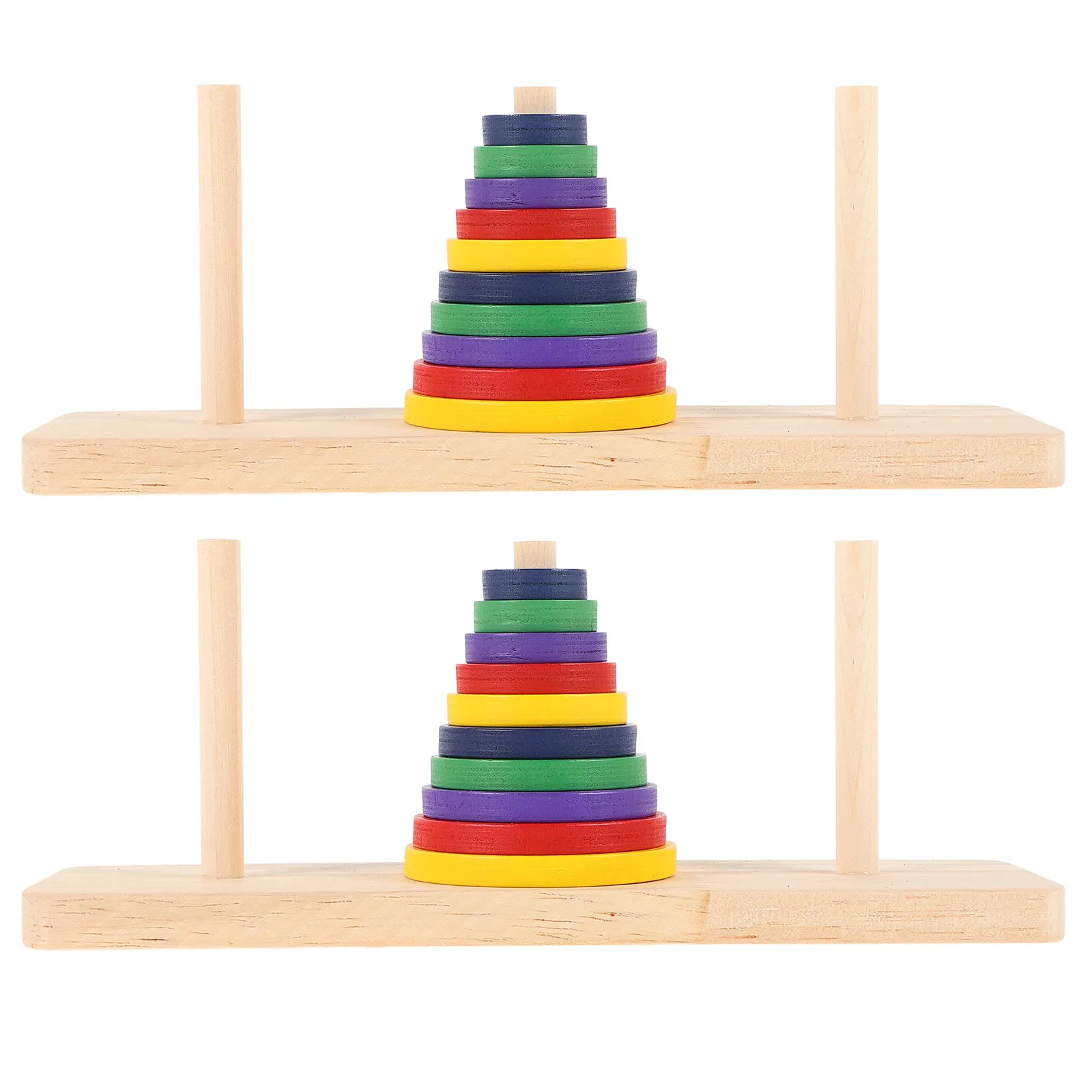 2Pcs Tower of Hanoi Discs Wooden Brain Puzzle Game Intellectual Development Tool for Logical Thinking Induction Reasoning