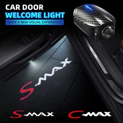 2pcs USB Rechargeable S-Max C-Max Logo Car Door HD LED Lamps Projector Courtesy Welcome Lights For Ford Smax Cmax ST Line Sport