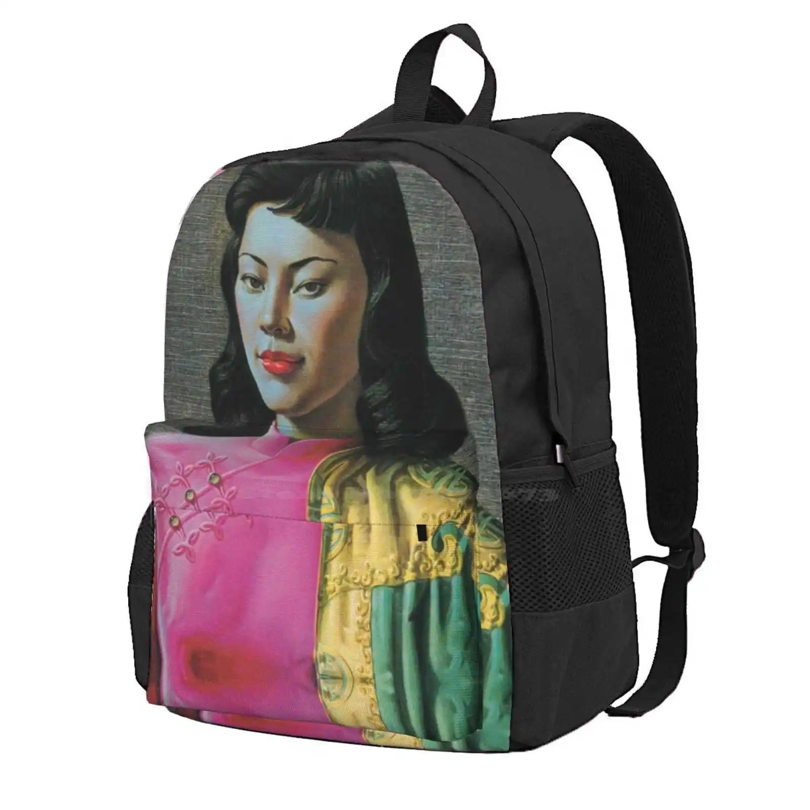 Miss Wong Vladimir Tretchikoff Vintage Painting, Famous Art Reproduction, Fashion Illustration Hot Sale Schoolbag Backpack