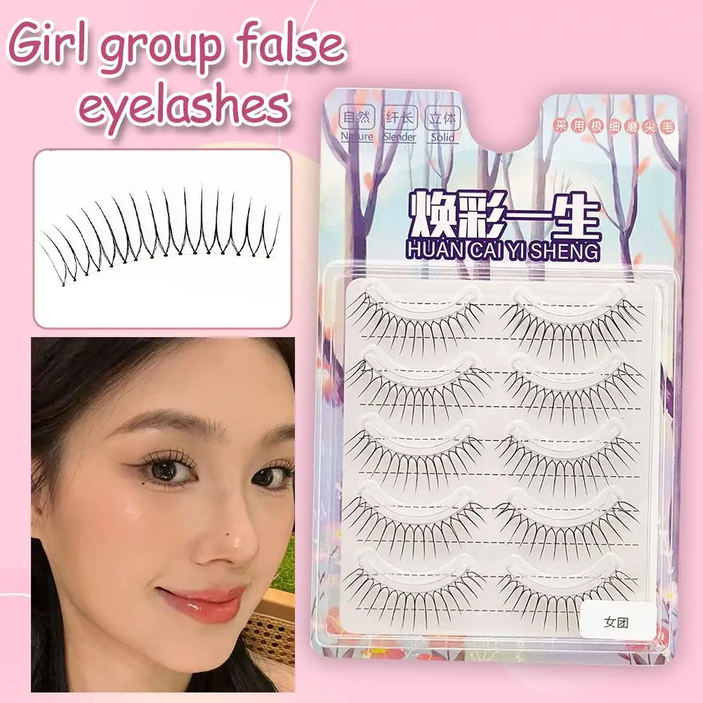 Falsche Wimpern, tägliche Manga-Wimpern mit natürlichen Locken, koreanische U-Form, künstliche Wimpern für Party, Arbeit, natürlicher Look, Augen-Make-up, 5 Paar