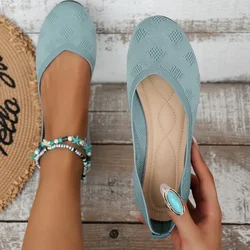 2024 Spring/Summer/Autumn New European and American Large Round Toe Flat Sole Single Shoes Women's Shallow Mouth Casual Shoes