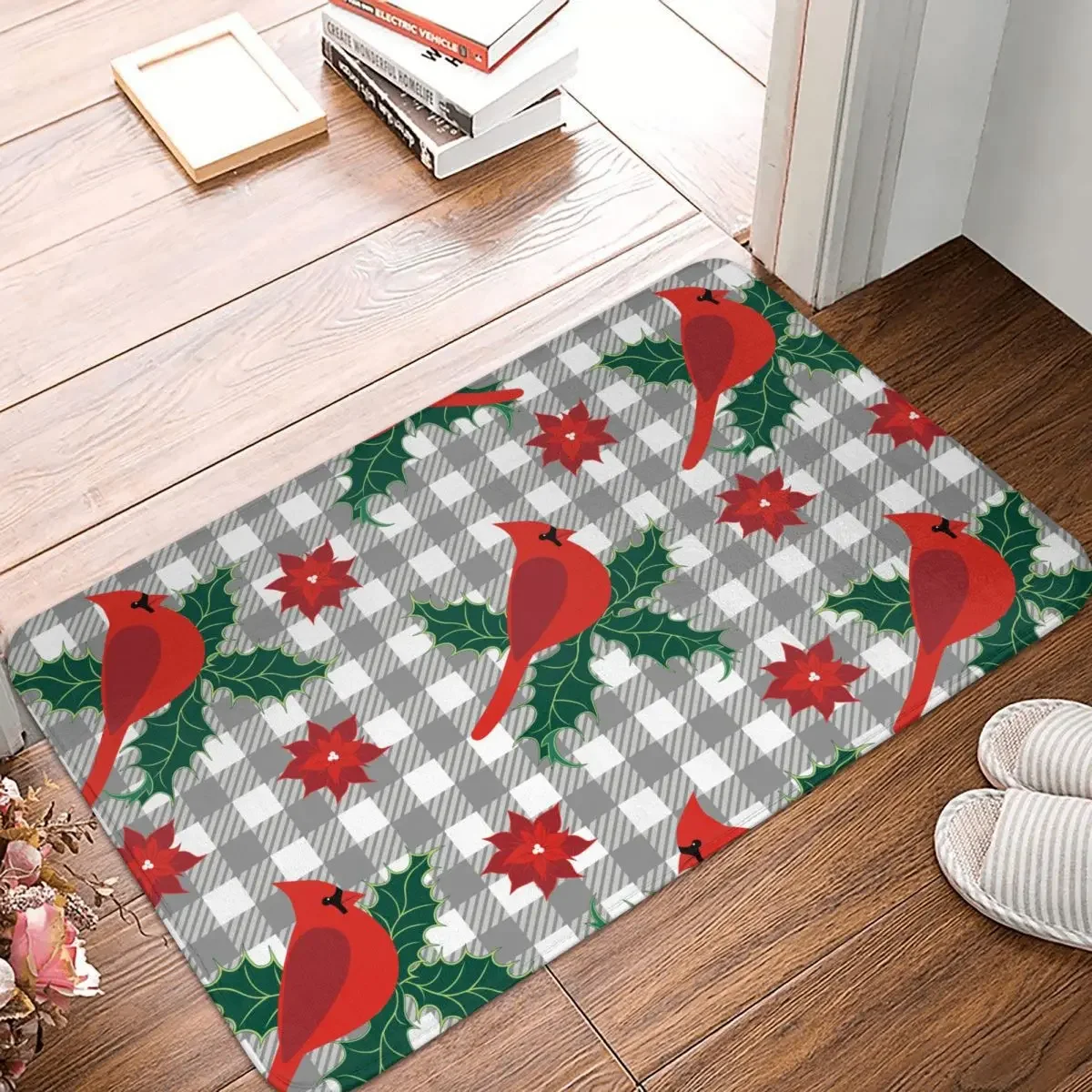 Non-slip Rug Doormat Living Room Mat Checkered Cardinal Floor Carpet Home Decorative