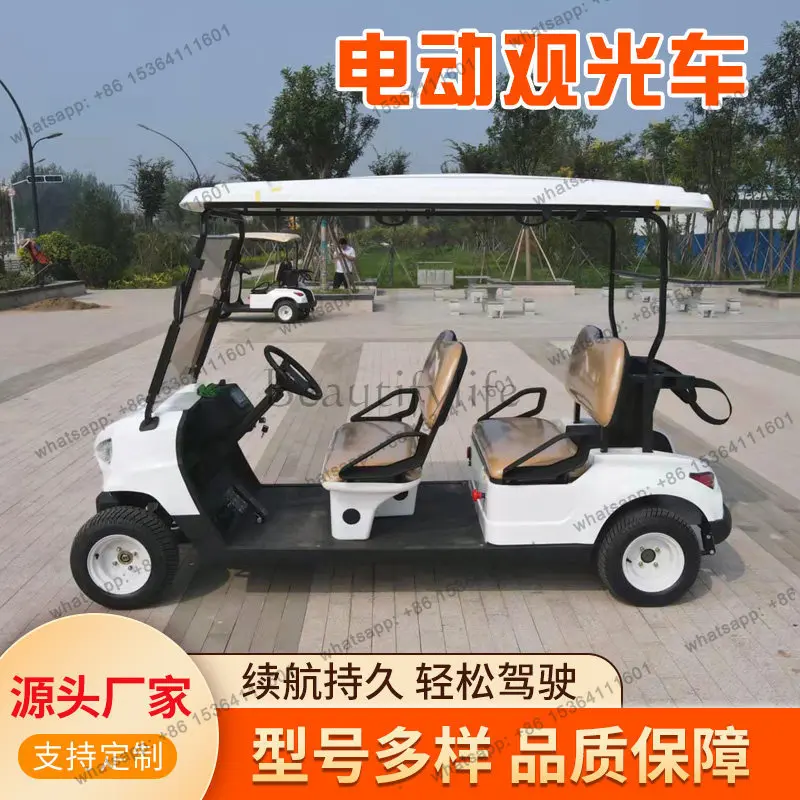 4-10 seater electric sightseeing car, four-wheeled golf cart, scenic spot, camp, factory area, hotel reception and viewing